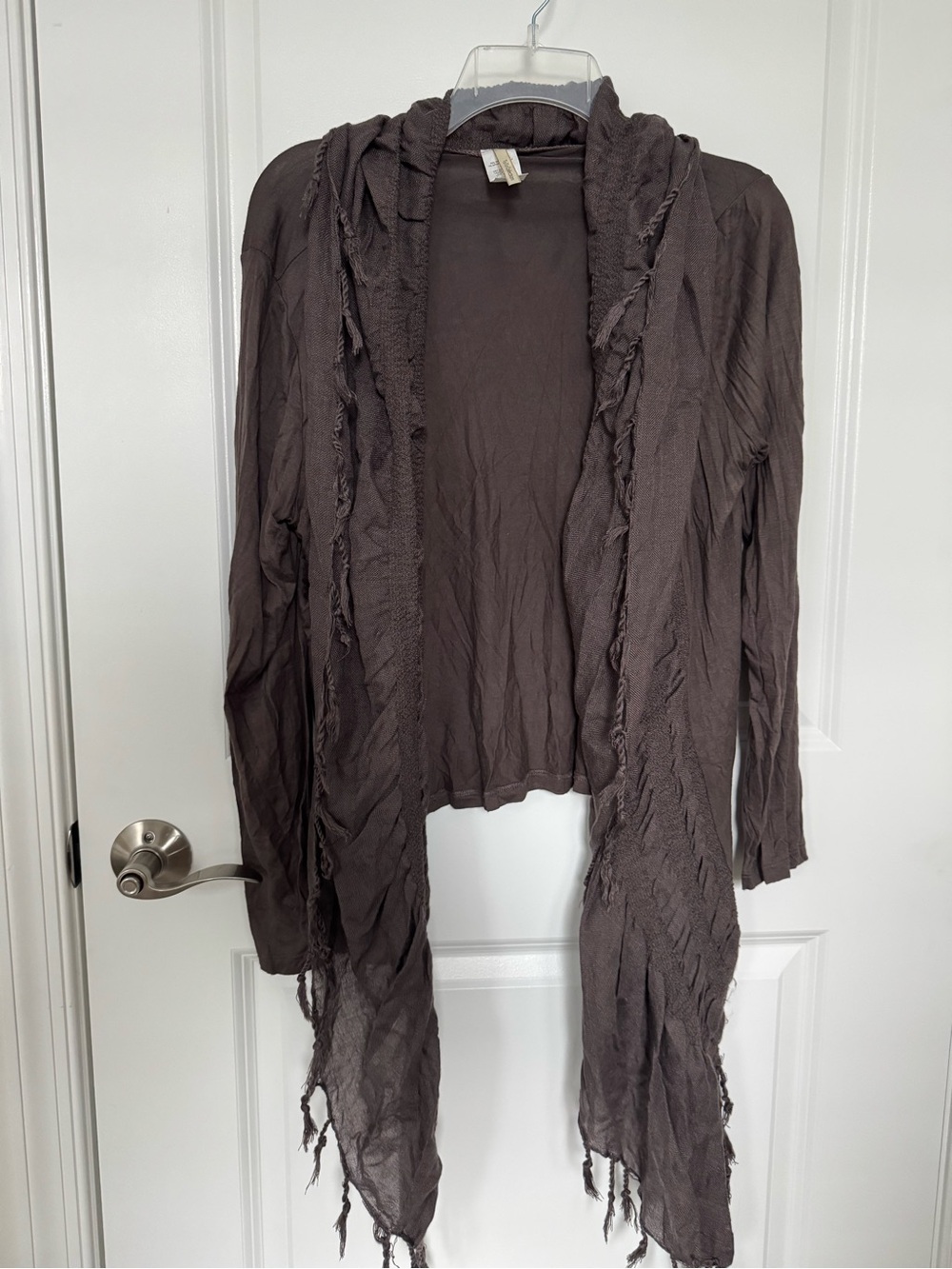 Lightweight Draped Open Cardigan fringe